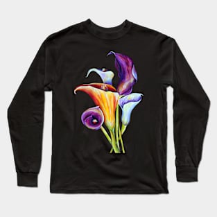 Watercolor Calla Lilies Bouquet Blooming Long Sleeve T-Shirt